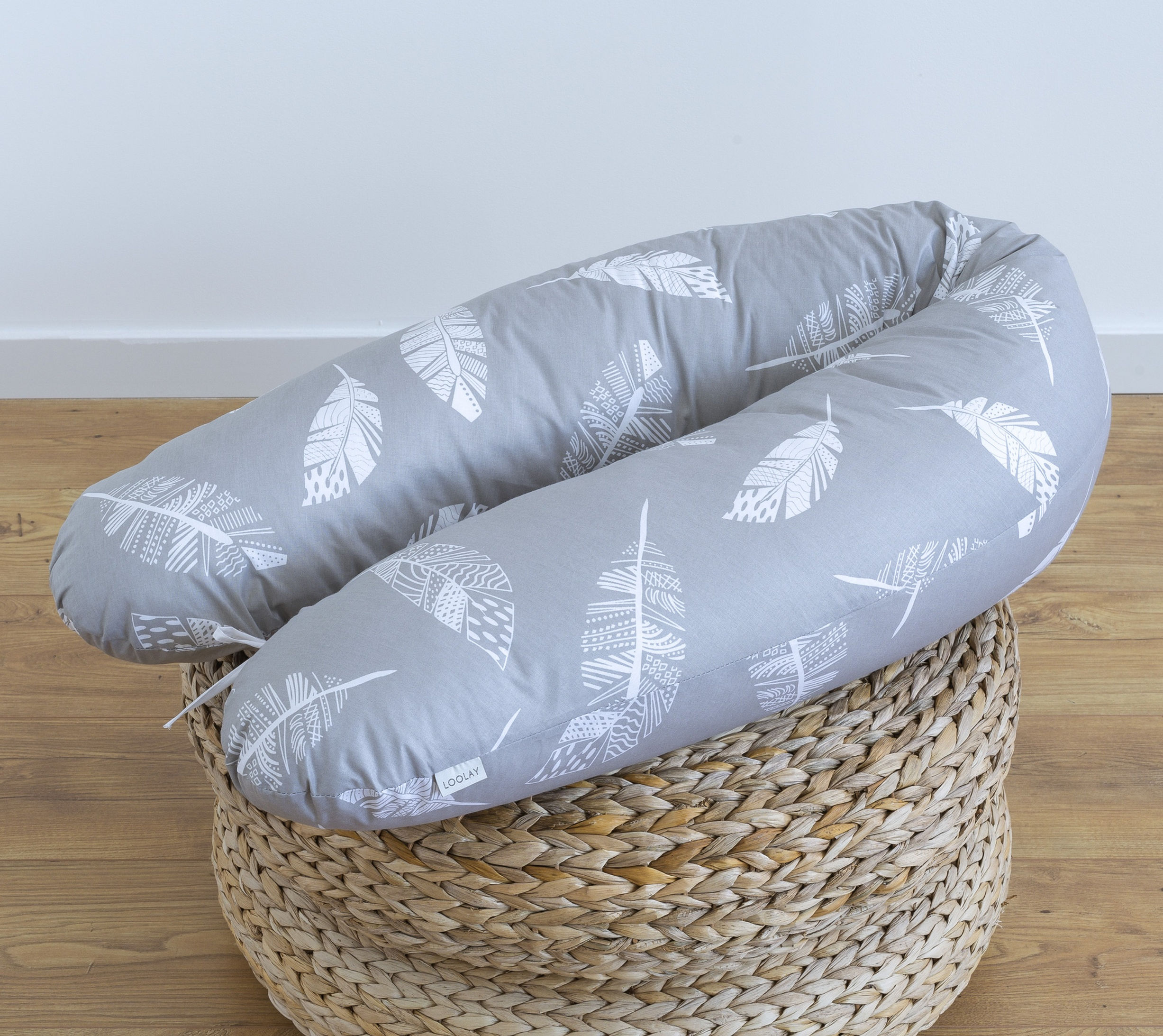 Stillkissen Seitenschläferkissen Schwangerschaftskissen 100% Baumwolle FEDER GRAU