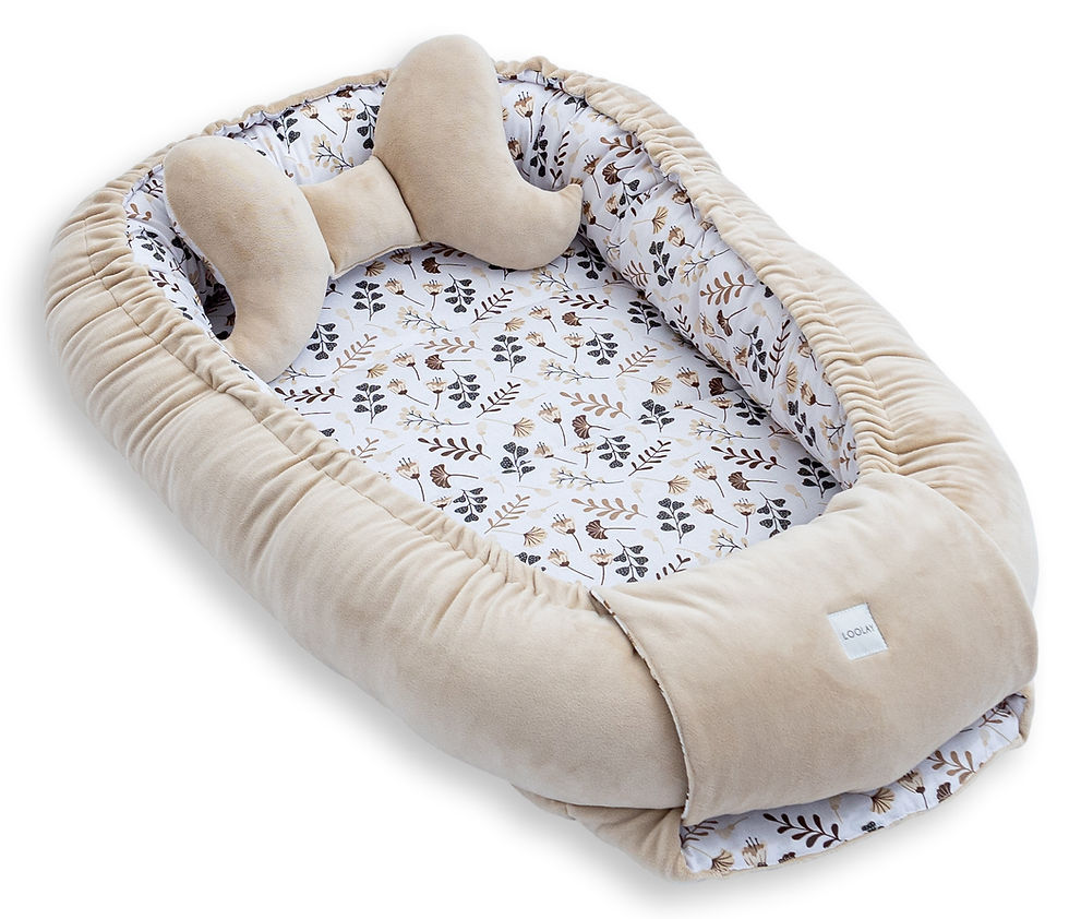 Miniaturbild: BABYNEST Samt VELOURS Beige/ Blumen Braun Nestchen Babynestchen SOLO und SETS