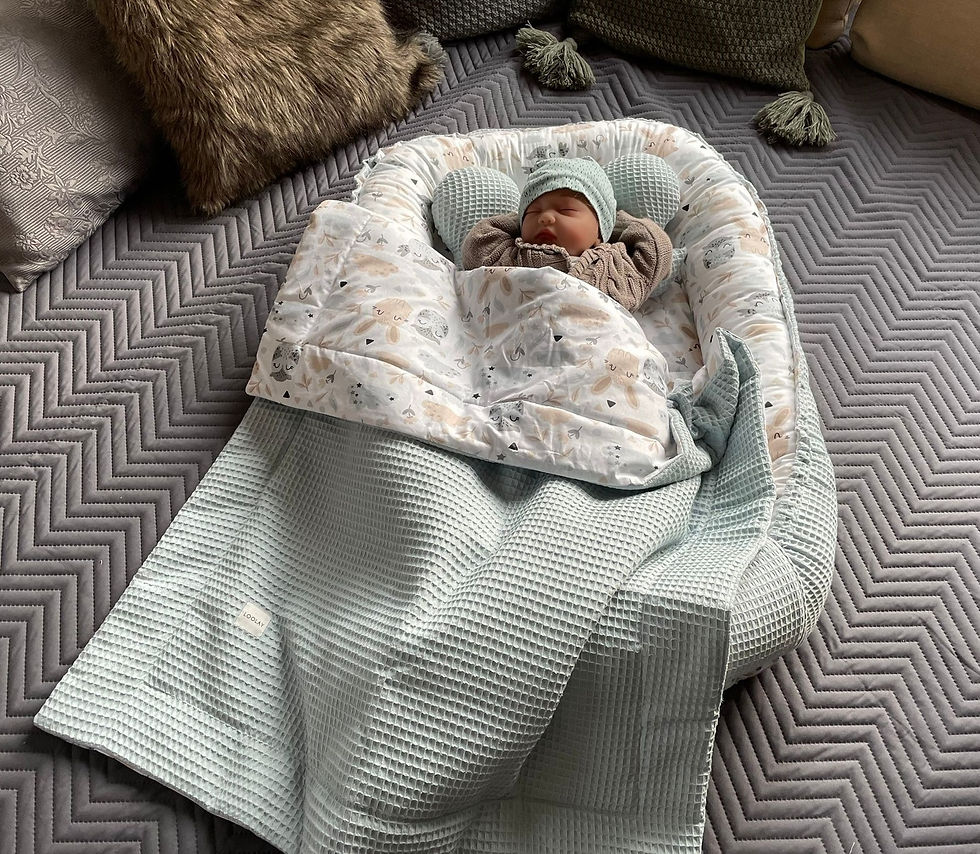 Miniaturbild: BABYNEST Set Waffelpique MINZE Hase Beige Baumwolle Nestchen Neugeborene Ausstattung  Reisebett Babybett