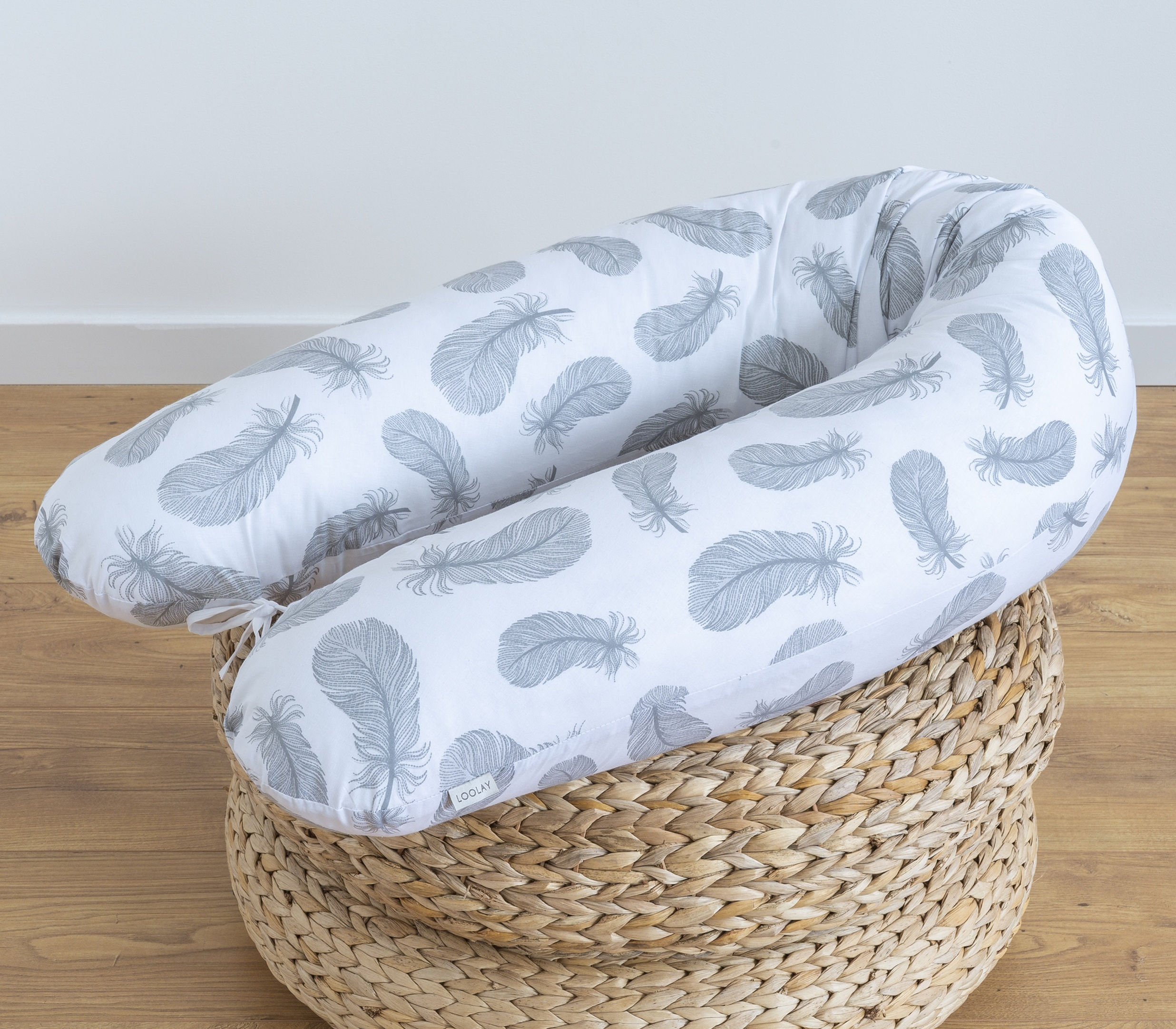 Stillkissen Seitenschläferkissen Schwangerschaftskissen 100% Baumwolle FEDER WEISS