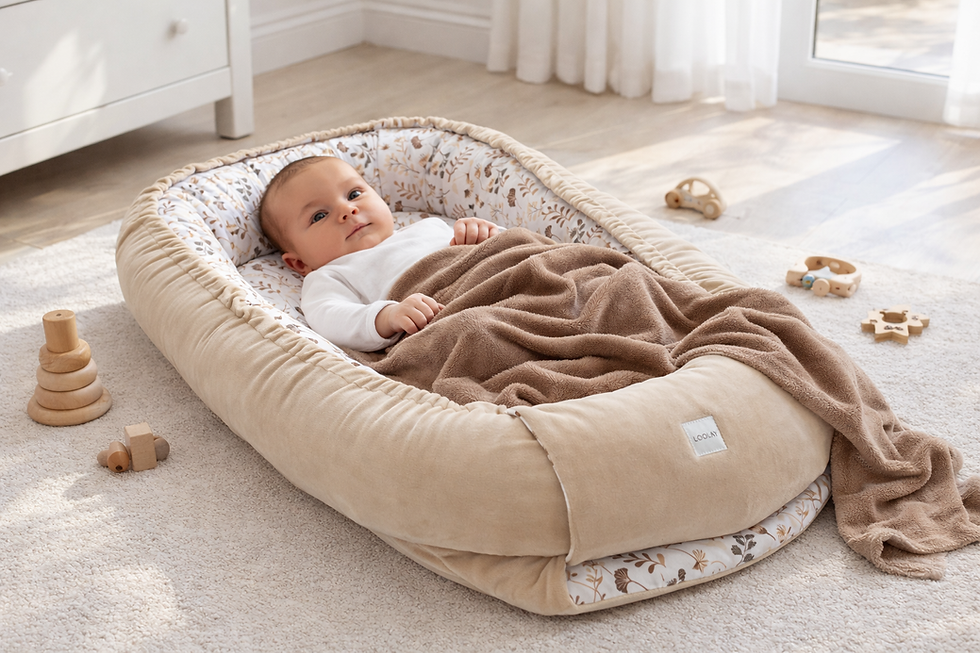 Miniaturbild: BABYNEST Samt VELOURS Beige/ Blumen Braun Nestchen Babynestchen SOLO und SETS