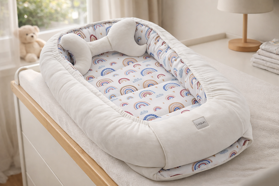 Miniaturbild: BABYNEST Samt VELOURS Ecru/ Regenbogen Nestchen Babynestchen SOLO und SETS