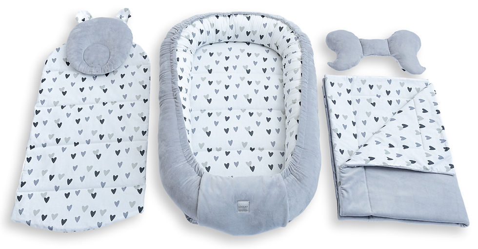 Miniaturbild: BABYNEST Samt VELOURS Grau/ Herz Grau Nestchen Babynestchen SOLO und SETS
