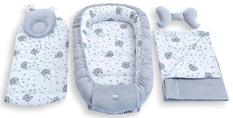 Miniaturbild: BABYNEST Samt VELOURS Grau/ Pustelblume Weiß Nestchen Babynestchen SOLO und SETS