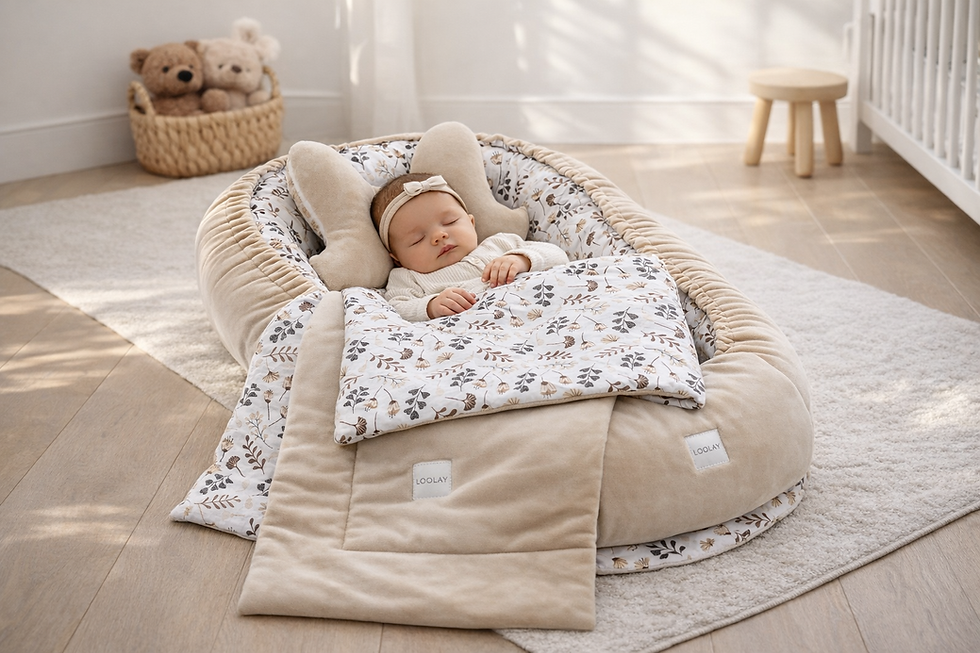 Miniaturbild: BABYNEST Samt VELOURS Beige/ Blumen Braun Nestchen Babynestchen SOLO und SETS