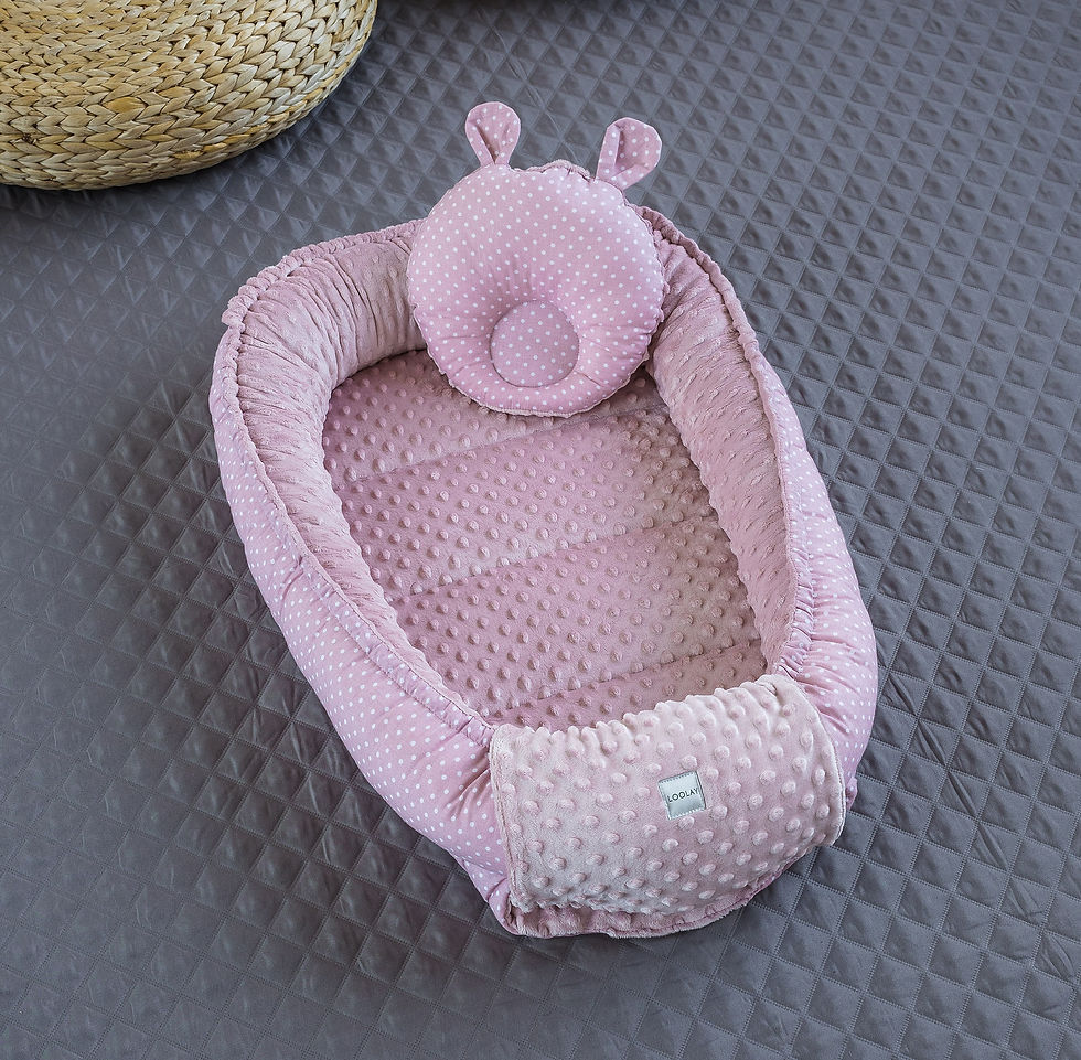 Miniaturbild: Punkte ROSA Bettnestchen MINKY Altrosa Baumwolle BABYNEST Babykokon Nestchen Neugeborene Babyausstattung Baby Reisebett SET