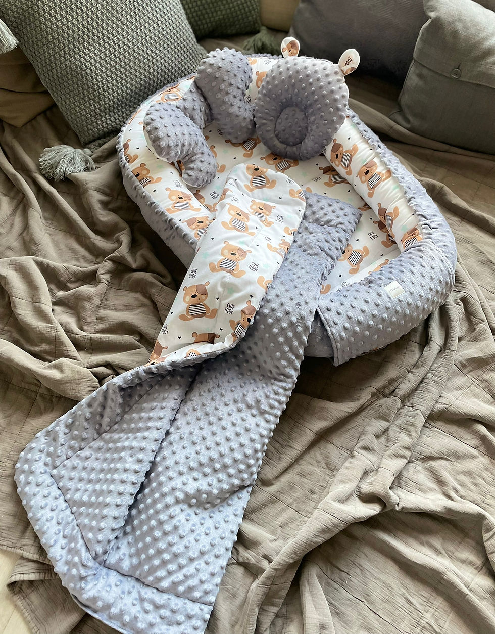 Miniaturbild: TEDDY Bettnestchen MINKY Graphit Baumwolle BABYNEST Babykokon Nestchen Neugeborene Babyausstattung Baby Reisebett
