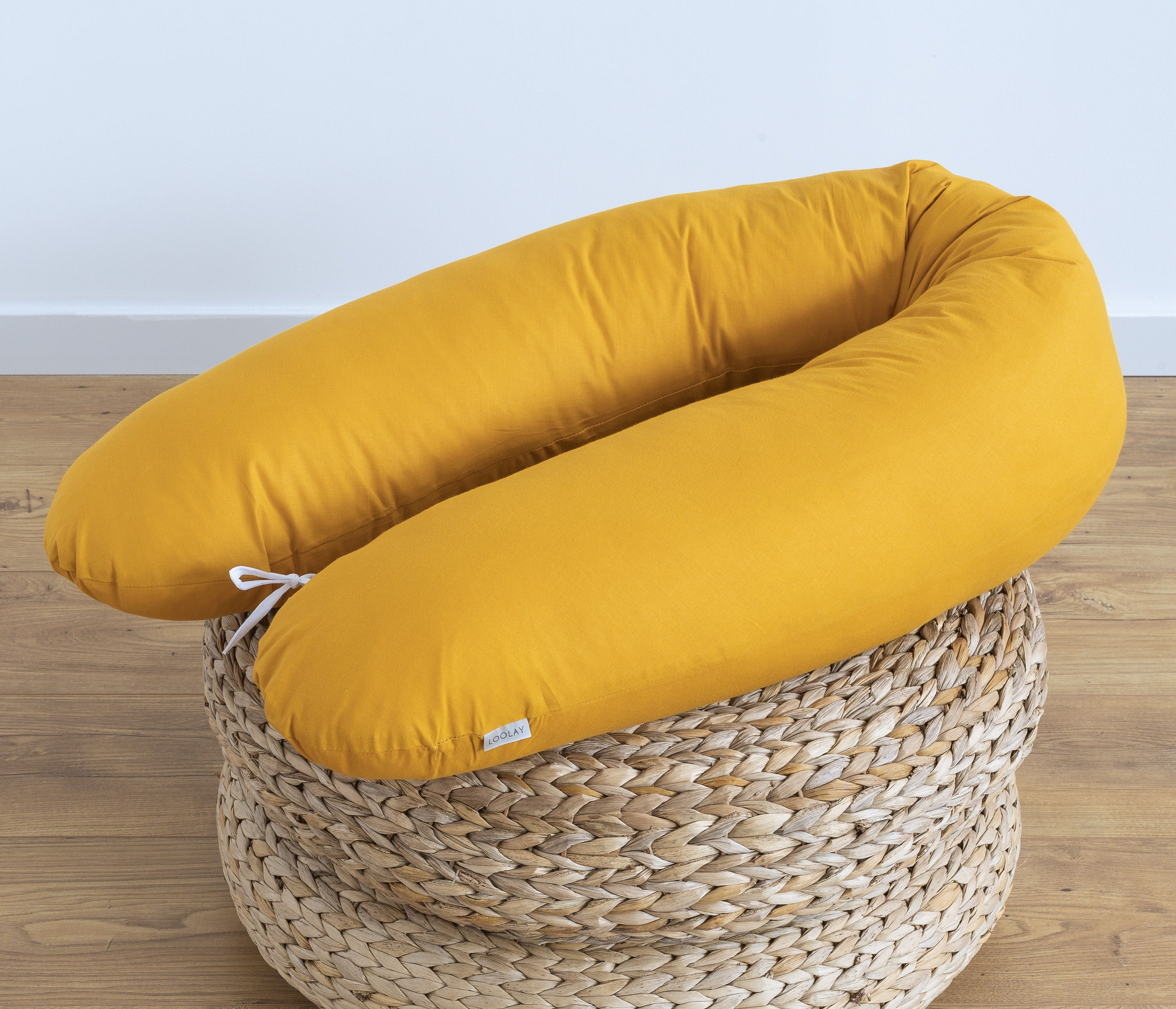 Stillkissen Seitenschläferkissen Schwangerschaftskissen 100% Baumwolle GELB Senfgelb