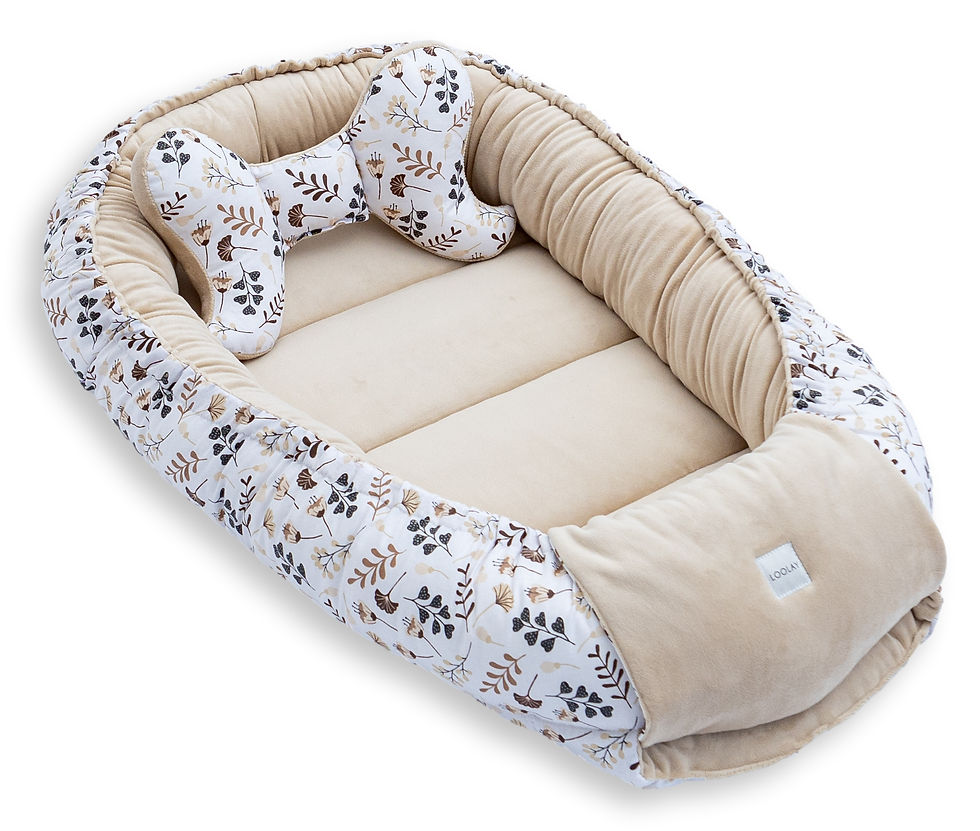 Miniaturbild: BABYNEST Samt VELOURS Beige/ Blumen Braun Nestchen Babynestchen SOLO und SETS