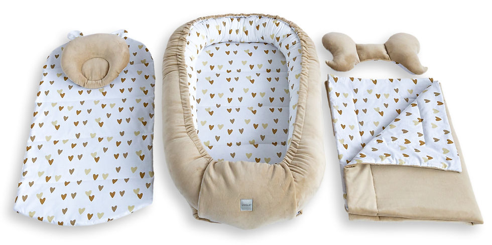 Miniaturbild: BABYNEST Samt VELOURS Beige/ Herz Braun Nestchen Babynestchen SOLO und SETS