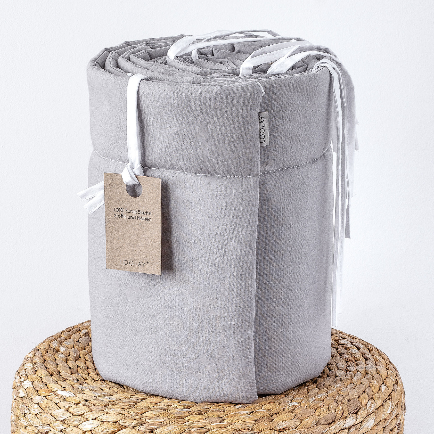 100% GRAU Baumwolle BETTUMRANDUNG für 140×70 cm und 120×60 cm Babybett