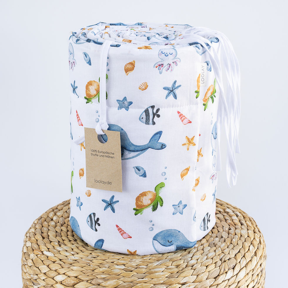 Miniaturbild: Meer Ozean Wal Fische Schildkrote BETTUMRANDUNG für 140×70 cm und 120×60 cm Babybett Umrandungett