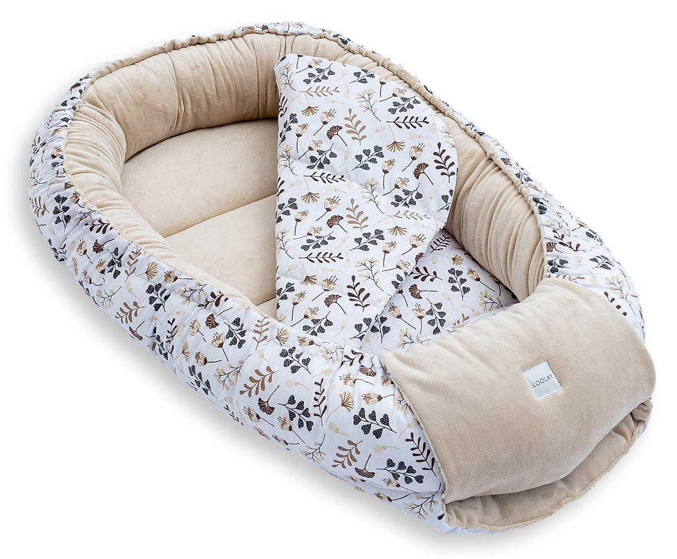 Miniaturbild: BABYNEST Samt VELOURS Beige/ Blumen Braun Nestchen Babynestchen SOLO und SETS