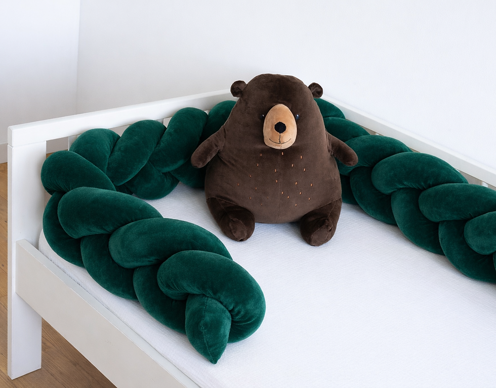 GRÜN Samt VELOUR Geflochtene Dekokissen Bettschlange Zuglufstopper