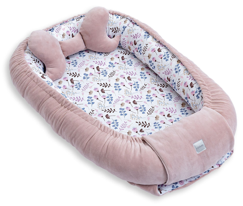 Miniaturbild: BABYNEST Samt VELOURS Rosa/ Blumen Rosa Nestchen Babynestchen SOLO und SETS