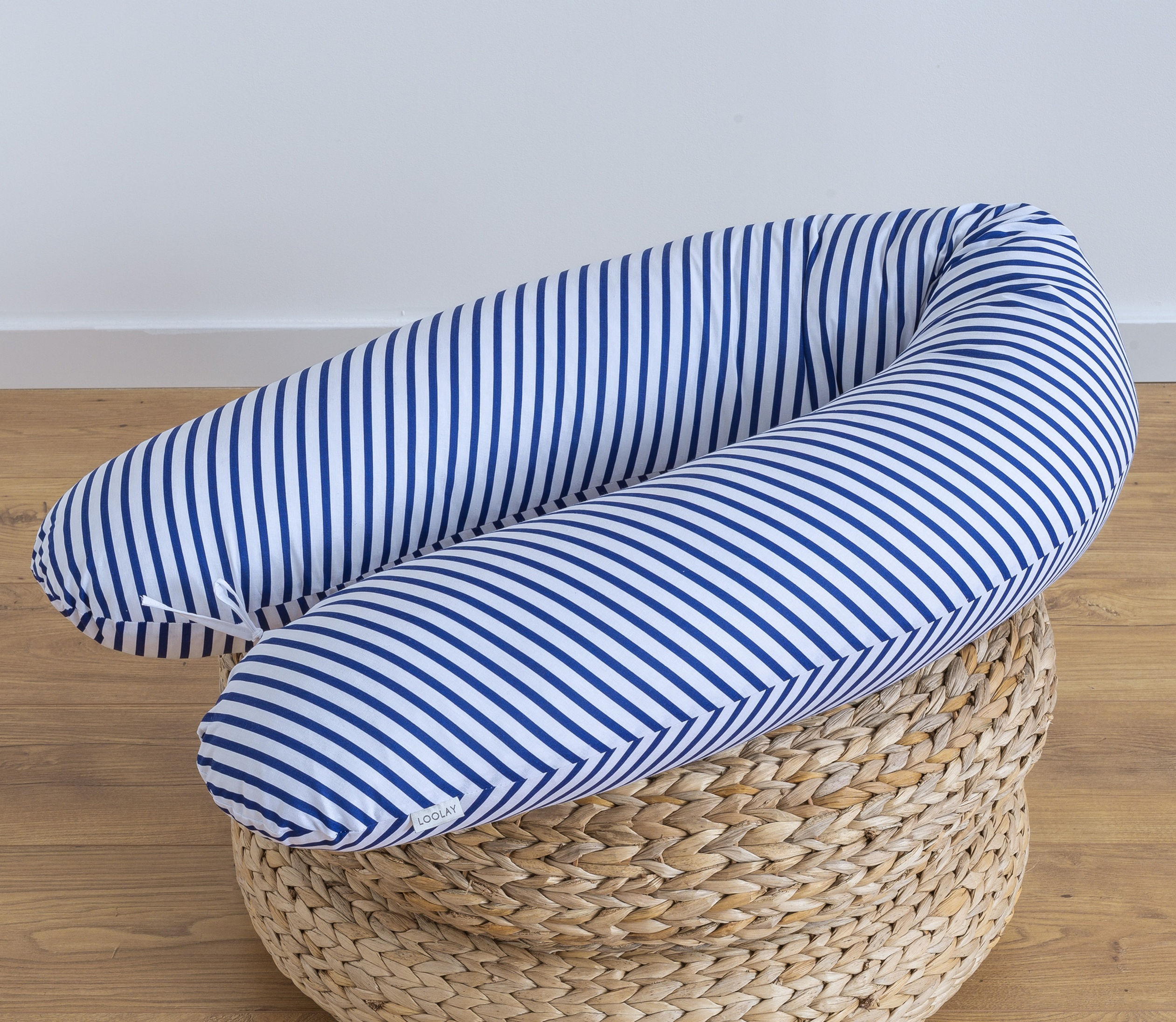 Stillkissen Seitenschläferkissen Schwangerschaftskissen 100% Baumwolle STREIFEN DUNKELBLAU Blau