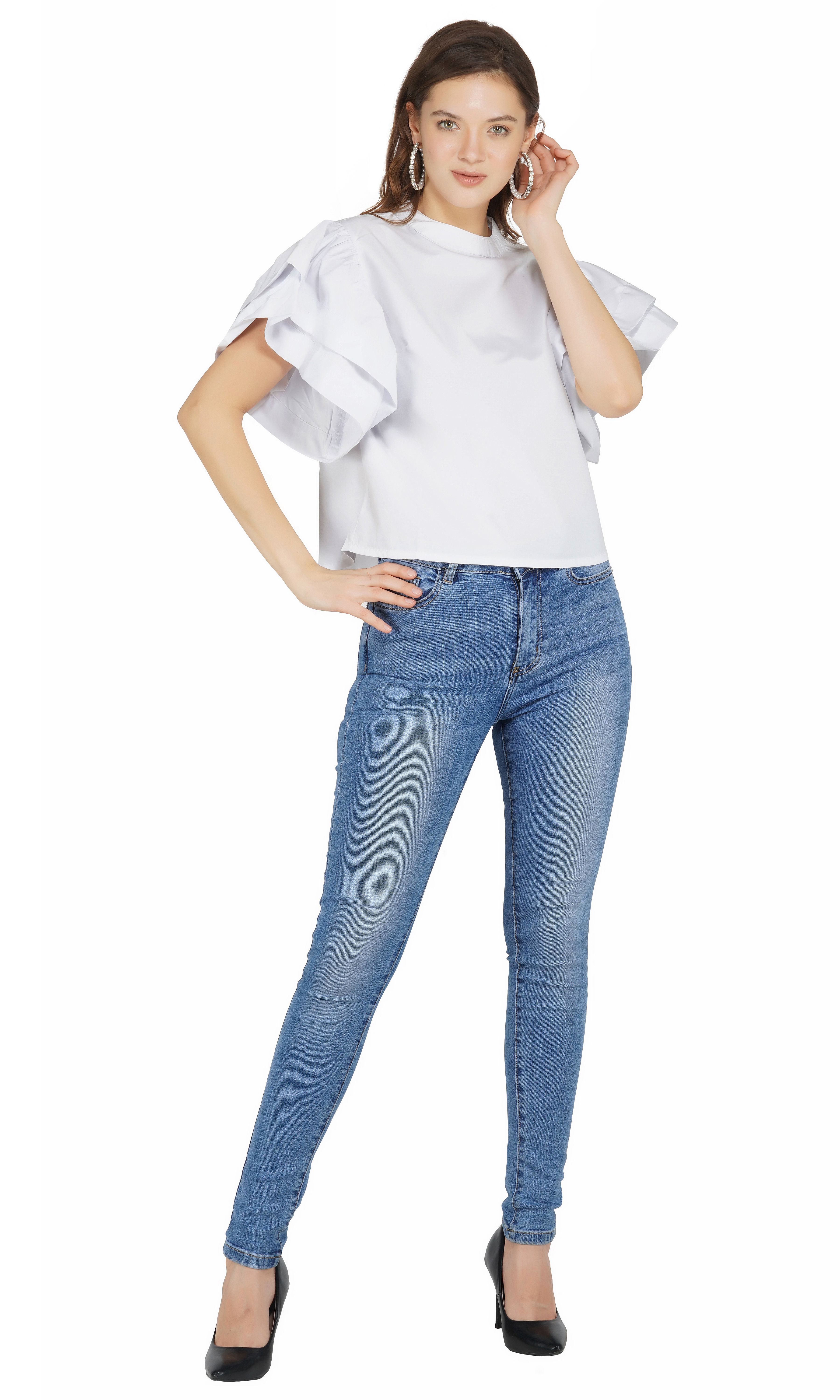 Essque Narnia White Flared Sleeve Top