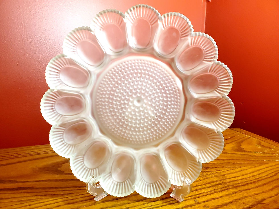 Vintage Indiana Frosted Glass Deviled Egg Hobnail Plate - 11"