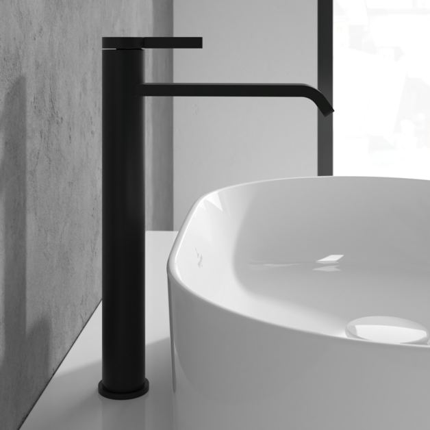 Thumbnail: Dawn Tall single-lever basin mixer, Without waste, Matt Black
