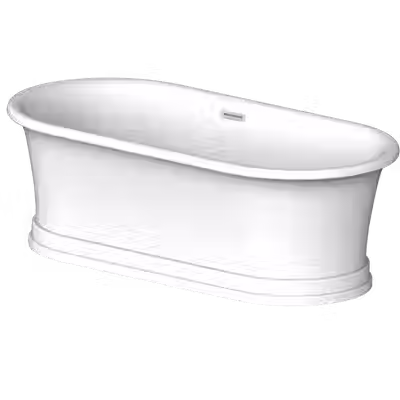 HONORE bathtub on base, free standing, delivered with a chrome coverplate