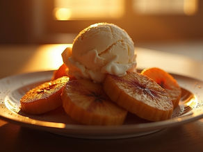 Bananas Carameladas com Canela e Sorvete