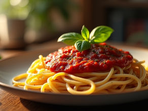 Espaguete ao Molho de Tomate e Manjericão