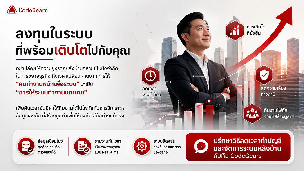 ผู้บริหารมั่นใจในการเติบโตของธุรกิจด้วยระบบบัญชี Odoo จาก CodeGears ที่ช่วยลดความเสี่ยงทางภาษีและงานซ้ำซ้อน