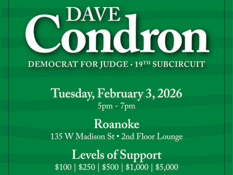 SAVE THE DATE: An Evening in Support of Dave Condron For Judge, February 3, 2026.