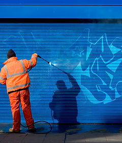 Cleaning Graffiti Wall