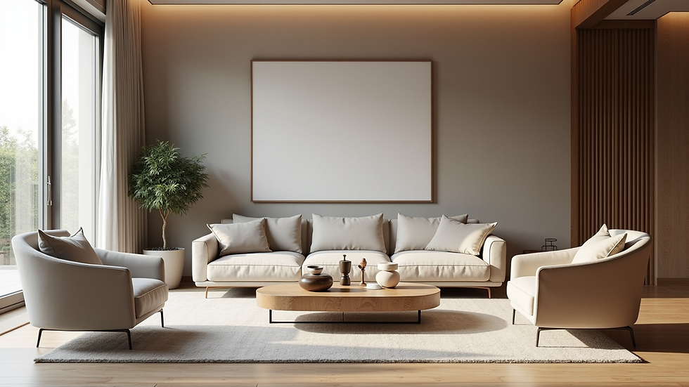 Eye-level view of a beautifully designed living room with elegant furniture