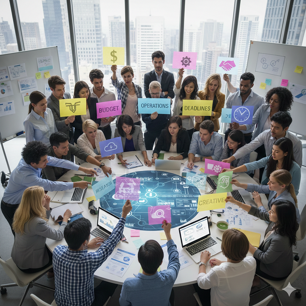 A group of stakeholders working with competing priorities