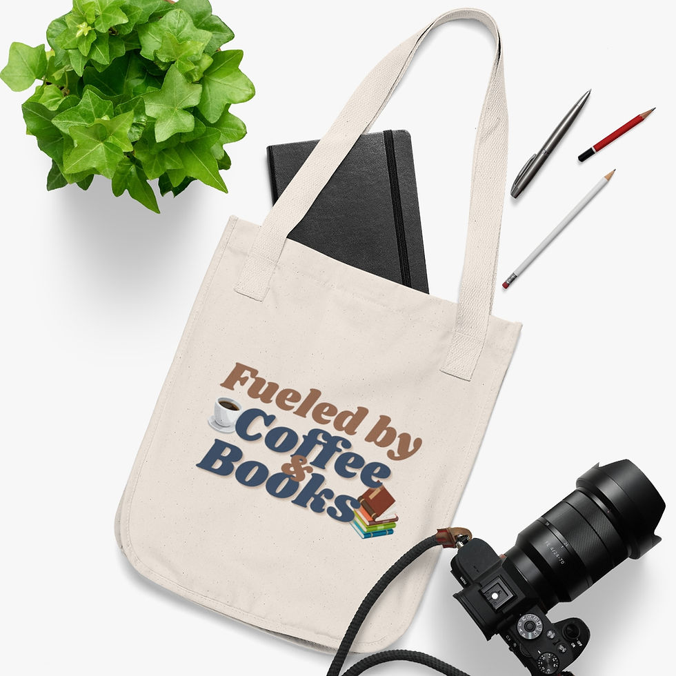 Thumbnail: Fueled by Coffee and Books Organic Canvas Tote Bag