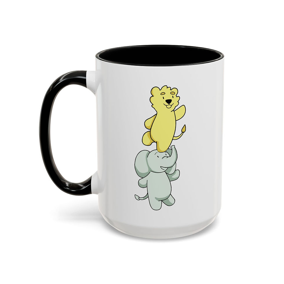 Thumbnail: The Lion and the Elephant Brave and Bold Accent Coffee Mug (11, 15oz)