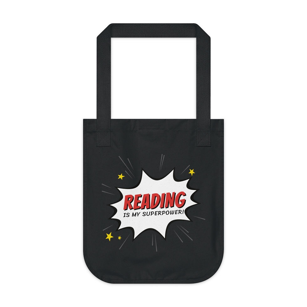 Thumbnail: Reading is my Superpower Organic Canvas Tote Bag