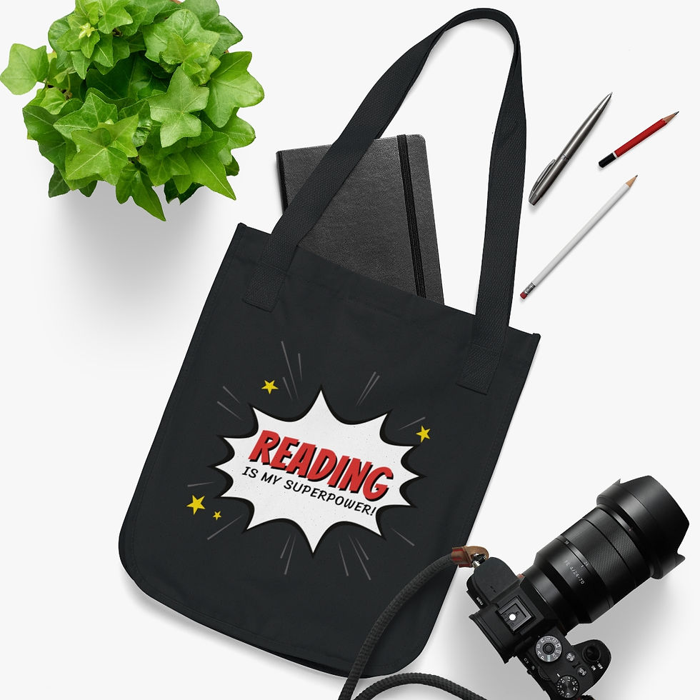 Thumbnail: Reading is my Superpower Organic Canvas Tote Bag