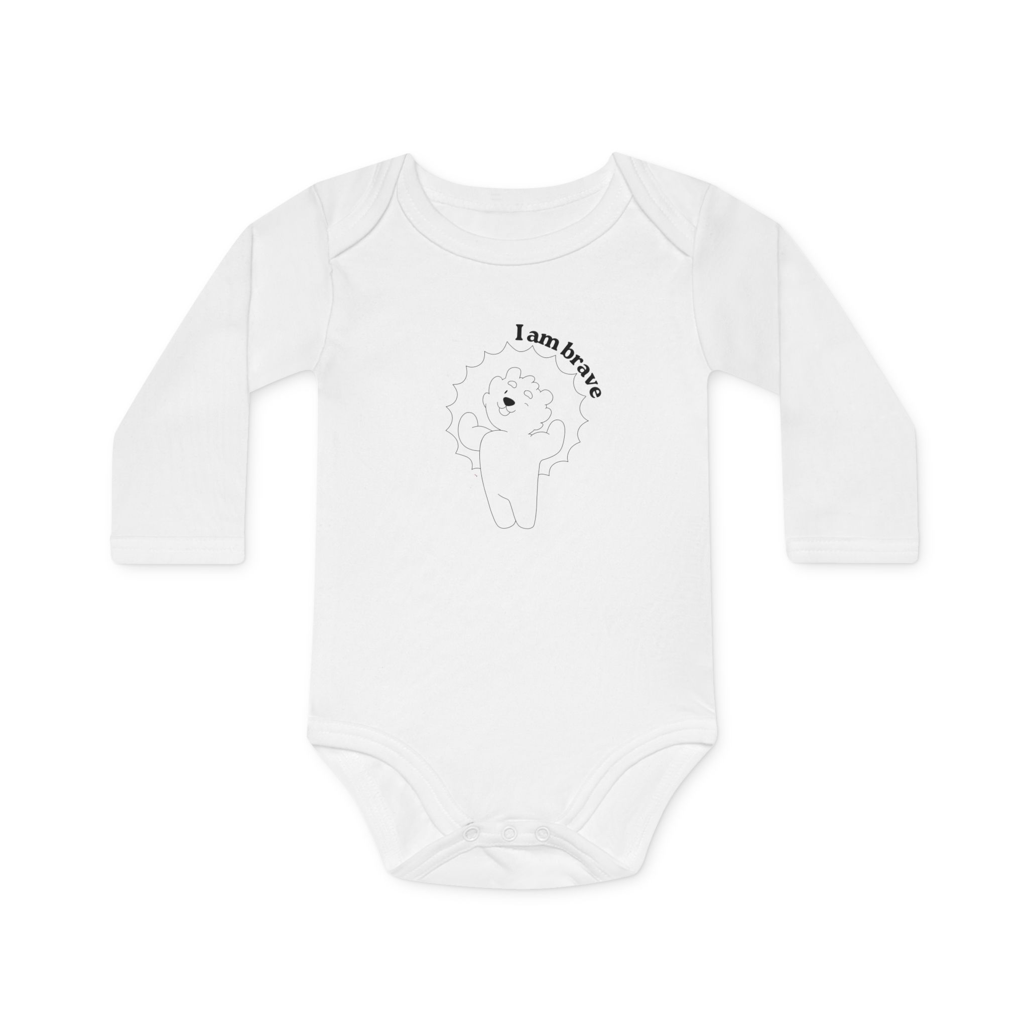 I Am Brave Lion Baby Long-Sleeve Organic Bodysuit