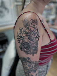 black and grey tattoo, done by tattoo artist Josh White in Cape Town
