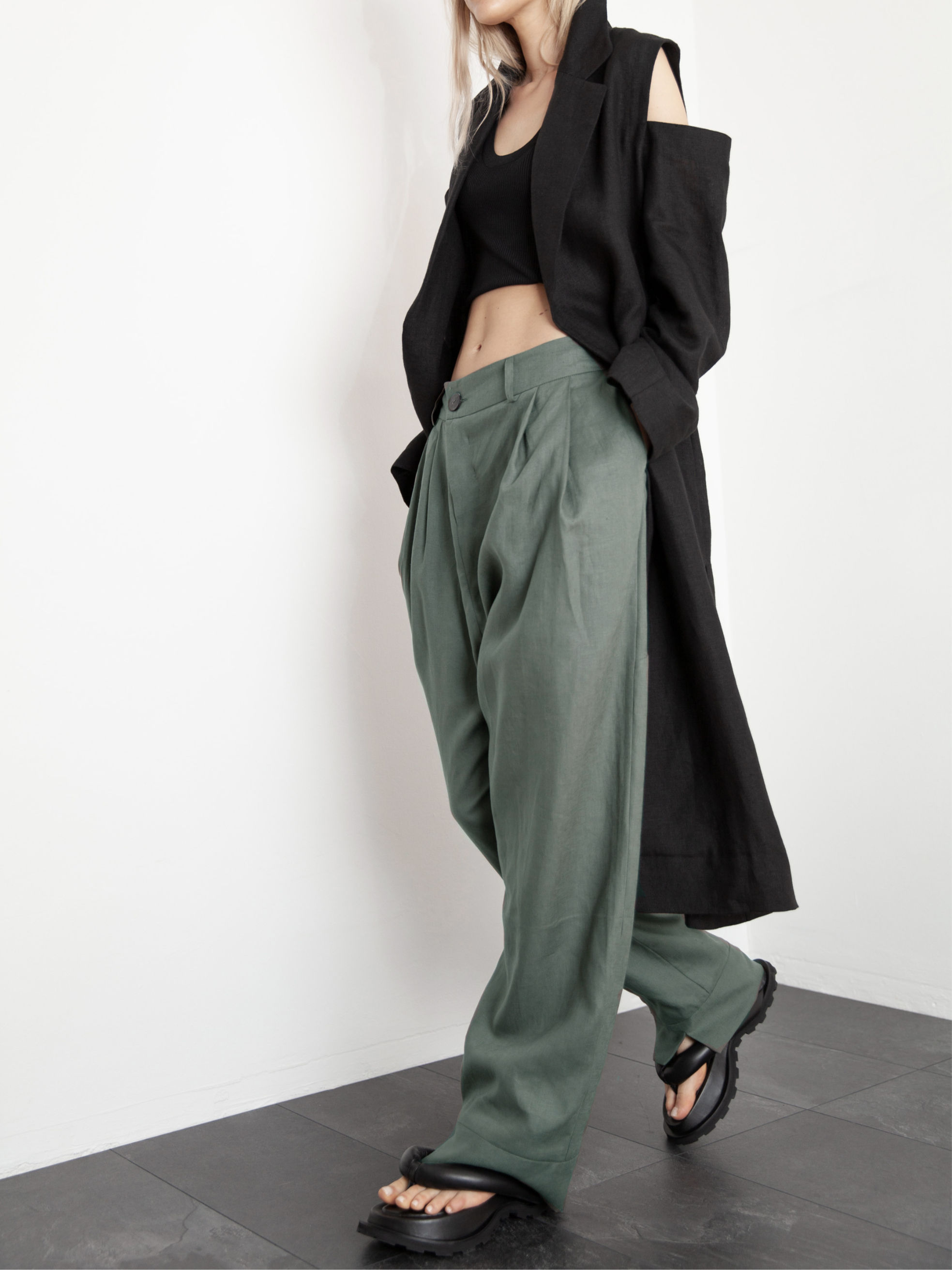 AK LISBON coat & vest | linen | black