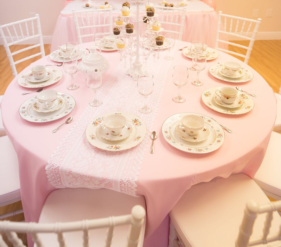 White Lace on Pink Tablecloth