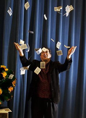 james with flying cards