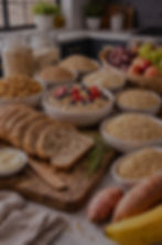 Healthy complex carbohydrates and grains illustrating the energize and fuel pillar of a faith-based meal plan by Gleaning Grace.