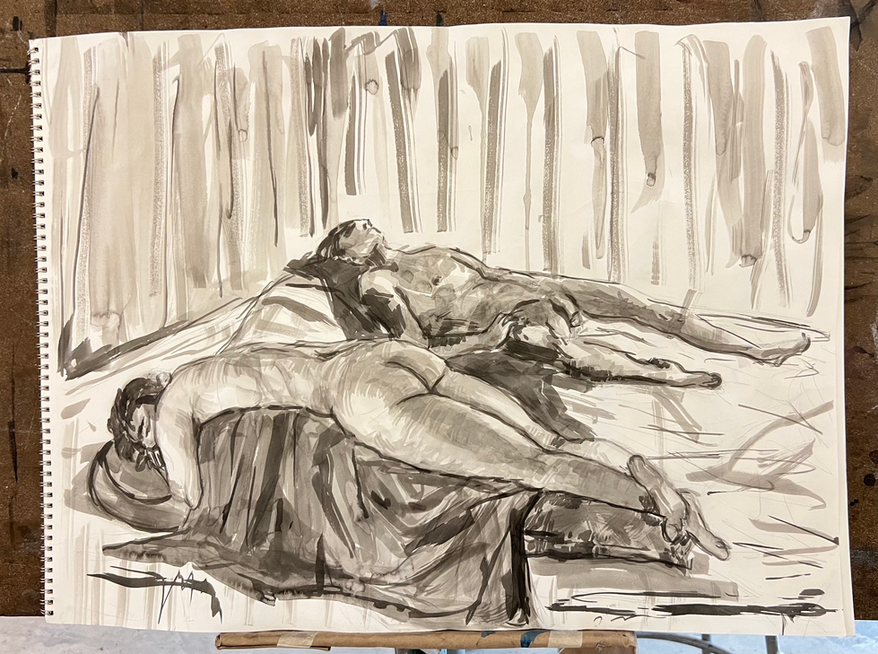 Ink study of two figures (1)