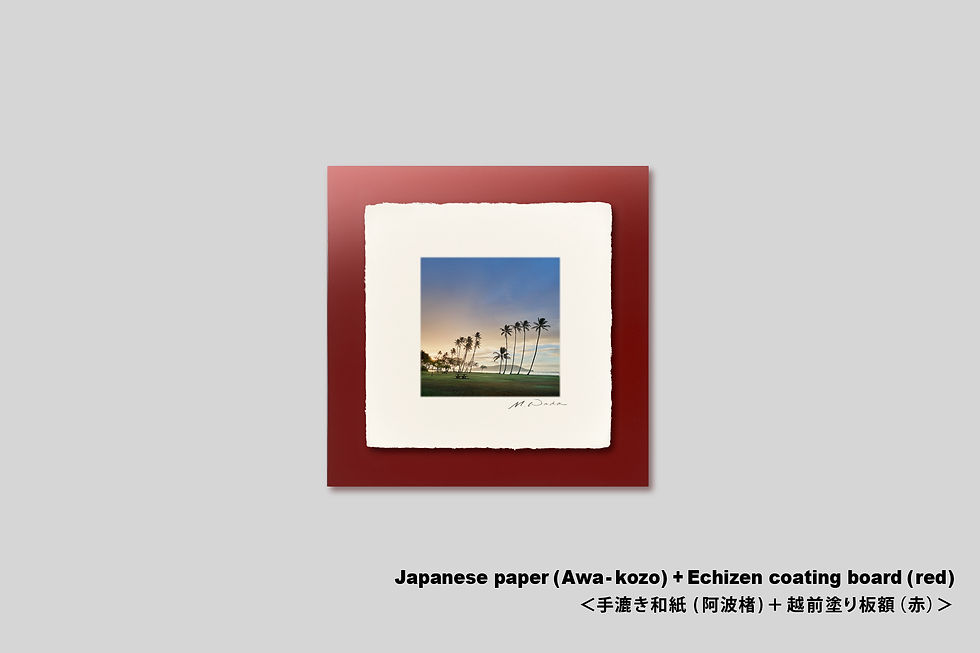サムネイル： 写真,ハワイ,インテリア,オアフ島,ビーチ,海,ヤシの木,トロピカル,リゾート,南の島,風景,公園,正方形,インテリアフォト,アート,額入り,額装,手漉き和紙,アートフレーム,おしゃれ,モダン,プレゼント,額縁,壁掛け,和室,和モダン,IGREBOW