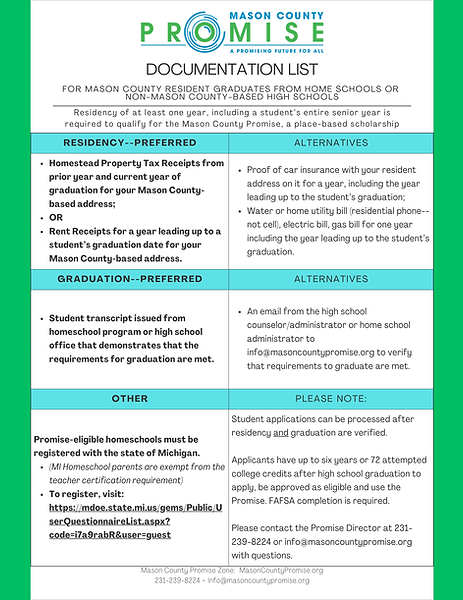 PDF of Required Documentation. Link for document found below the image.
