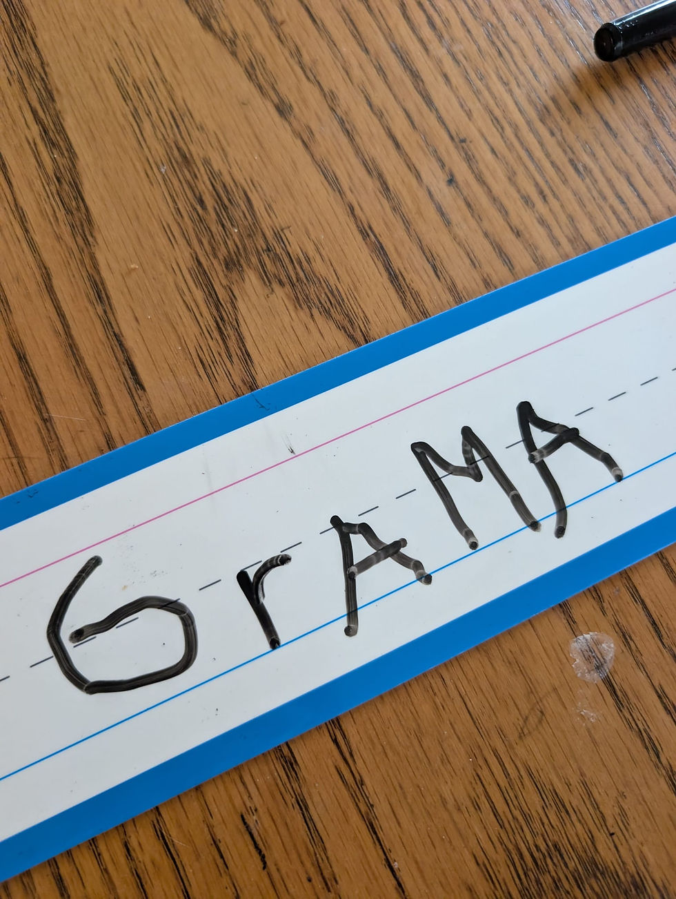 Special thanks this week to my mom, aka "Grama" for helping our family.