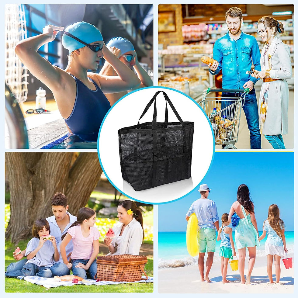 Thumbnail: Mesh Beach Bag - Large Tote Bag for Family, Toys & Vacation Essentials