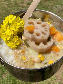 たき火で春野菜のクリームシチュー♡