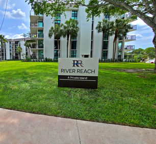 River Reach  apartment complex monument sign