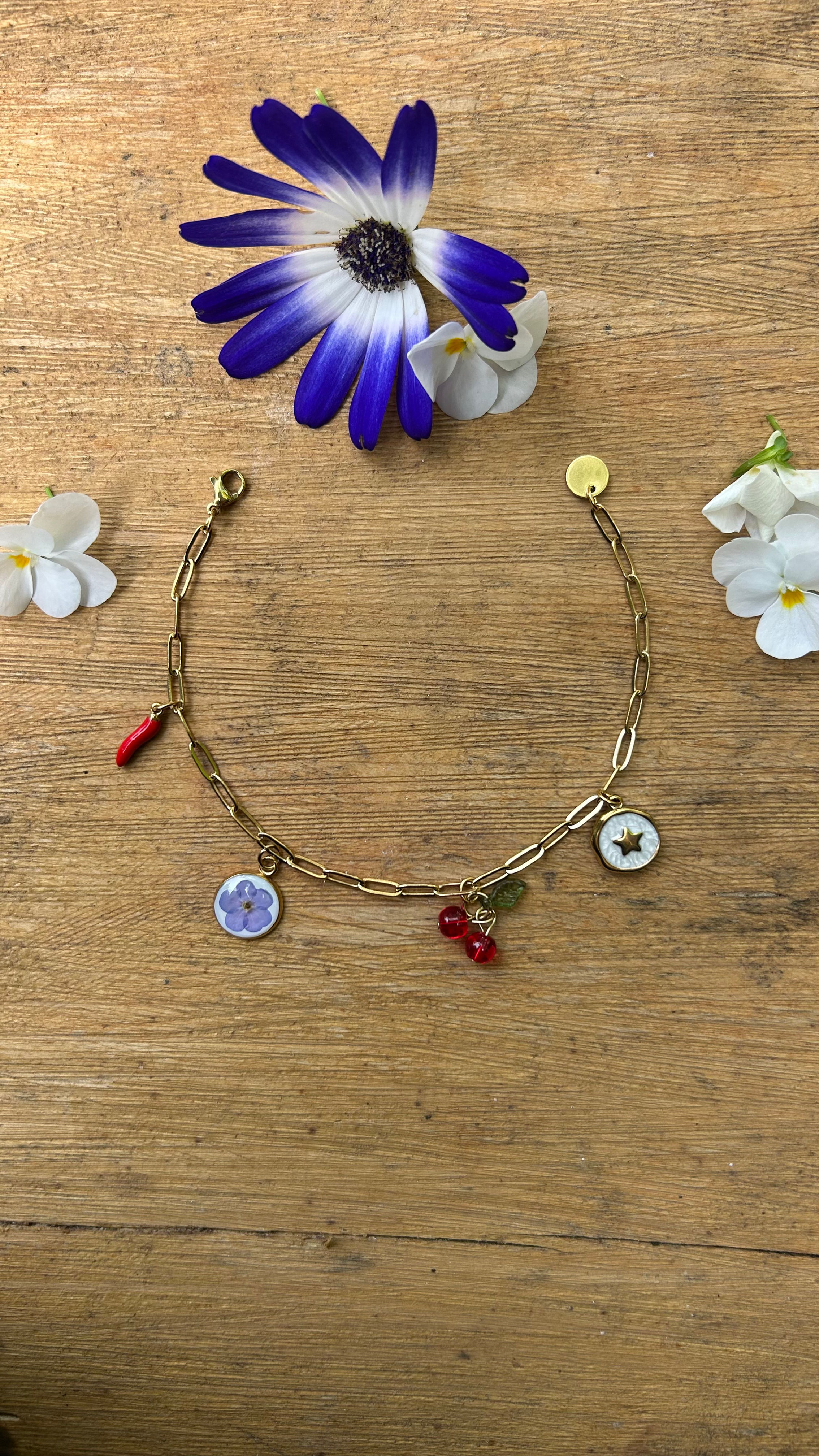 Bracciale charms Nontiscordardimè