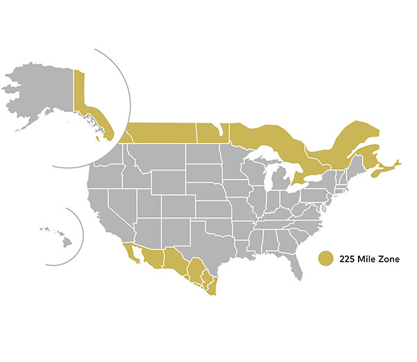 225-mile zone